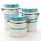Gibson General Store Hollydale 3 Piece Canister Set in White & Teal Band